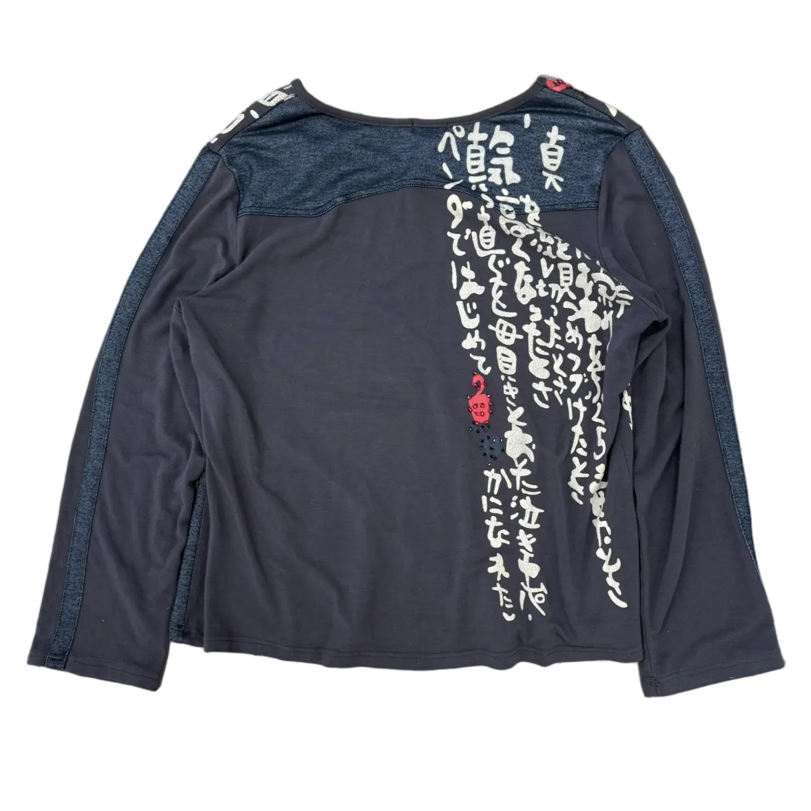 Vintage Text V Neck Long Sleeve