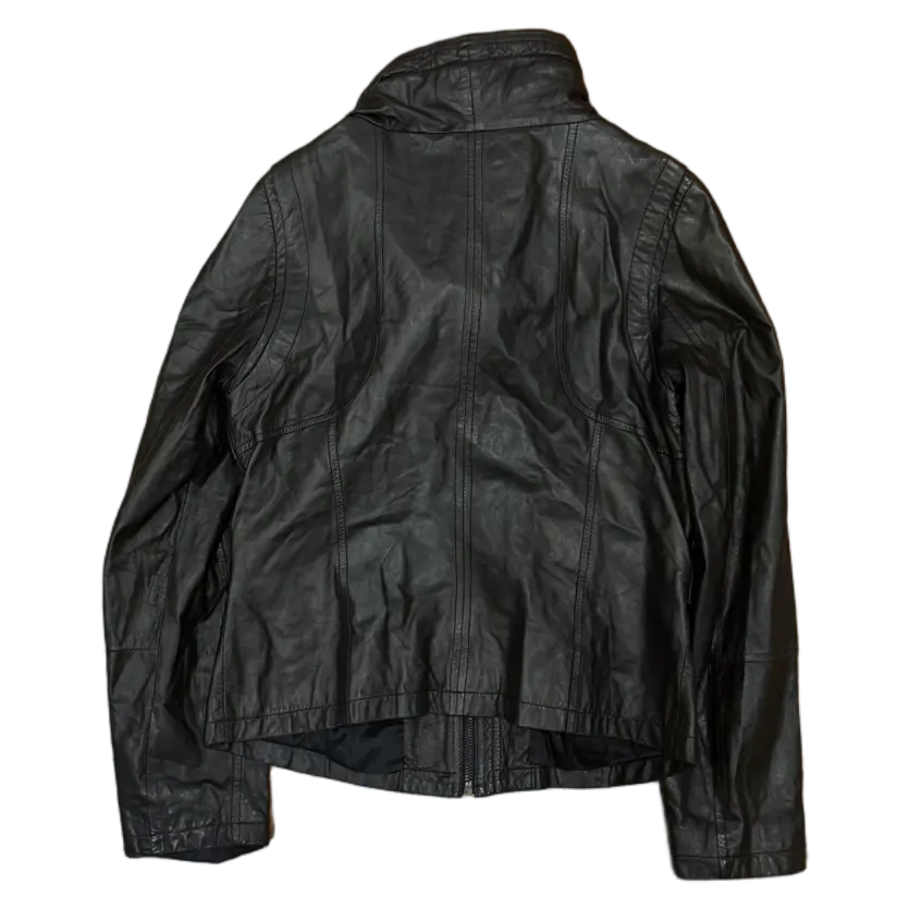 Vintage Wide Neck Leather Jacket