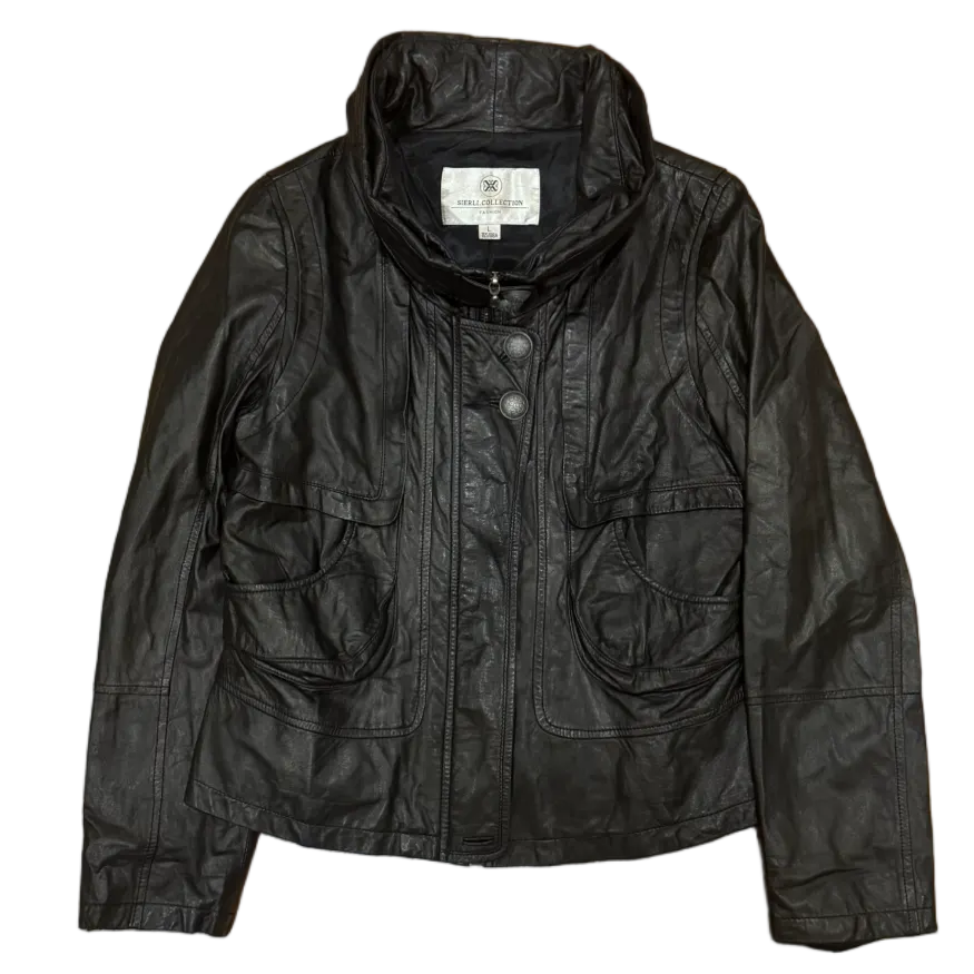 Vintage Wide Neck Leather Jacket