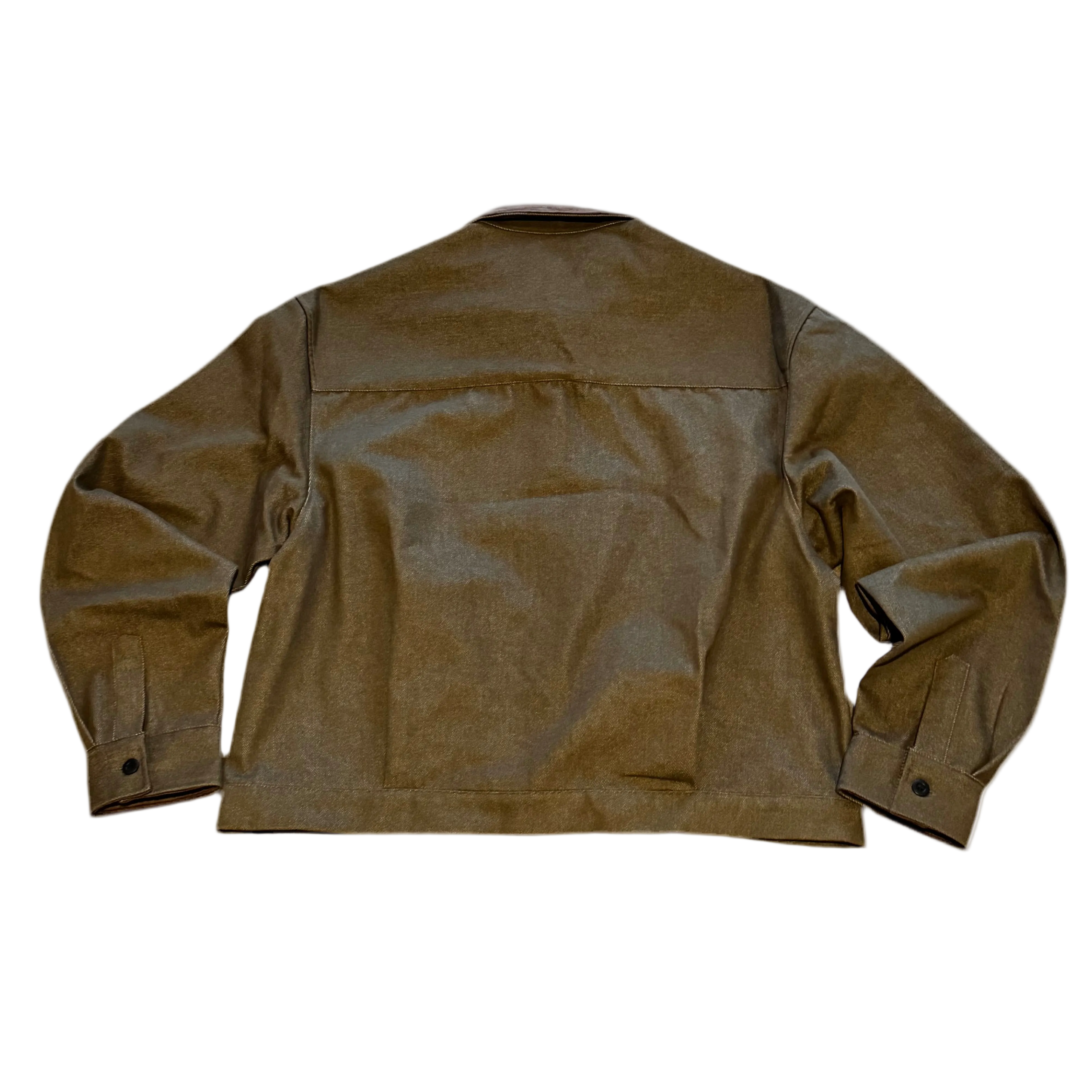 Pleated cropped raw work jacket