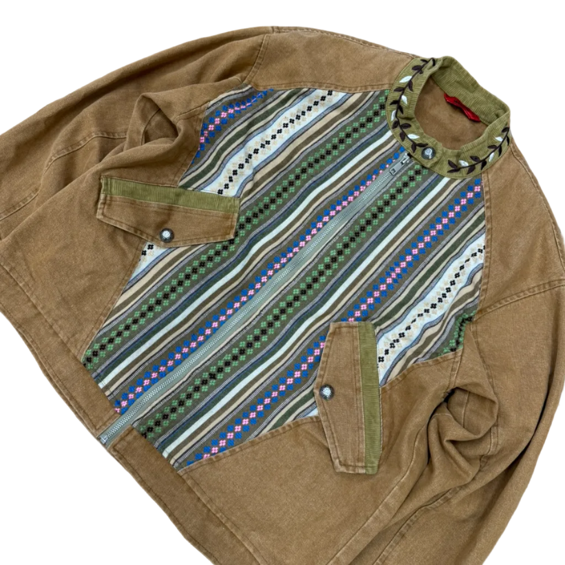 Brown Embroidered Canvas Jacket