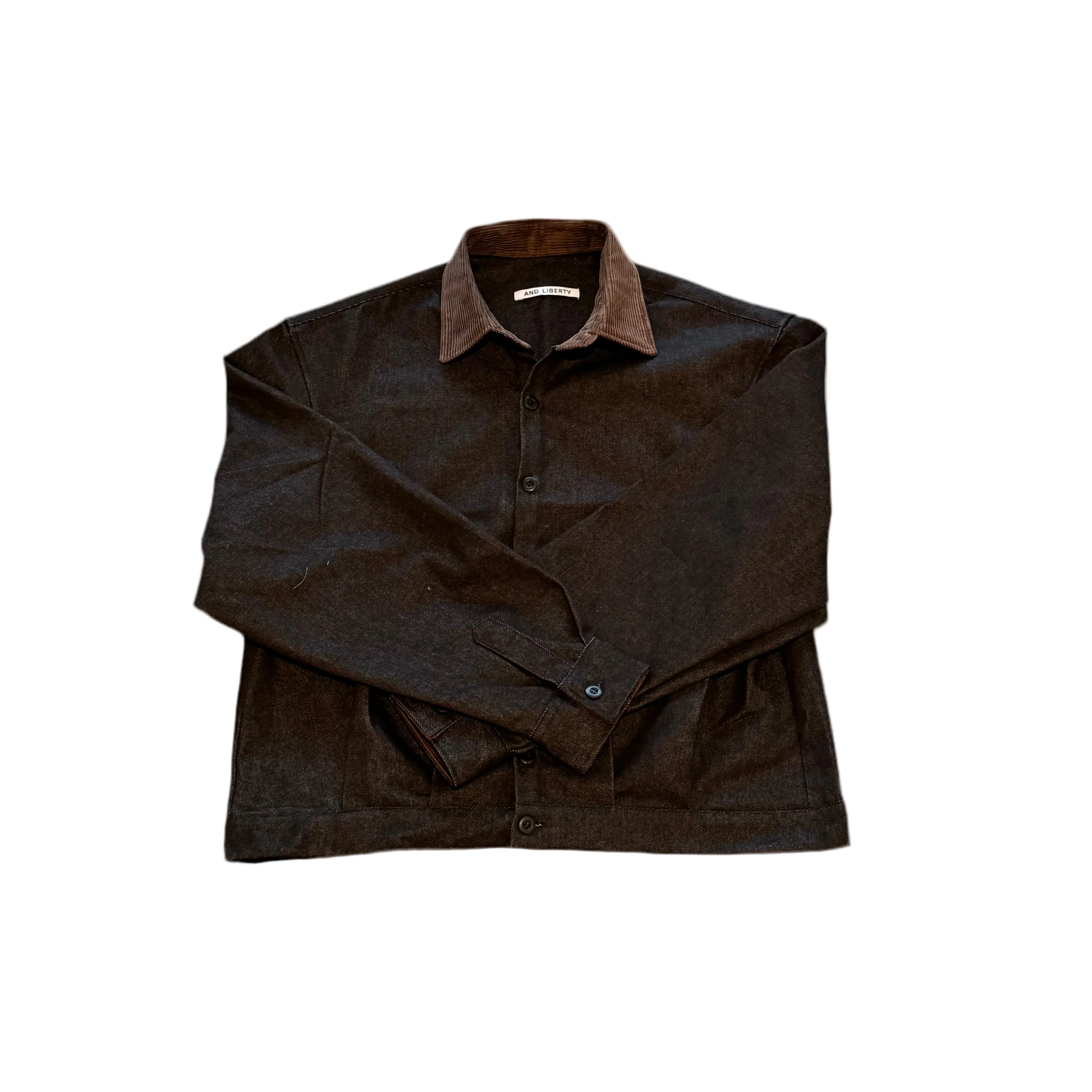 Pleated cropped raw work jacket