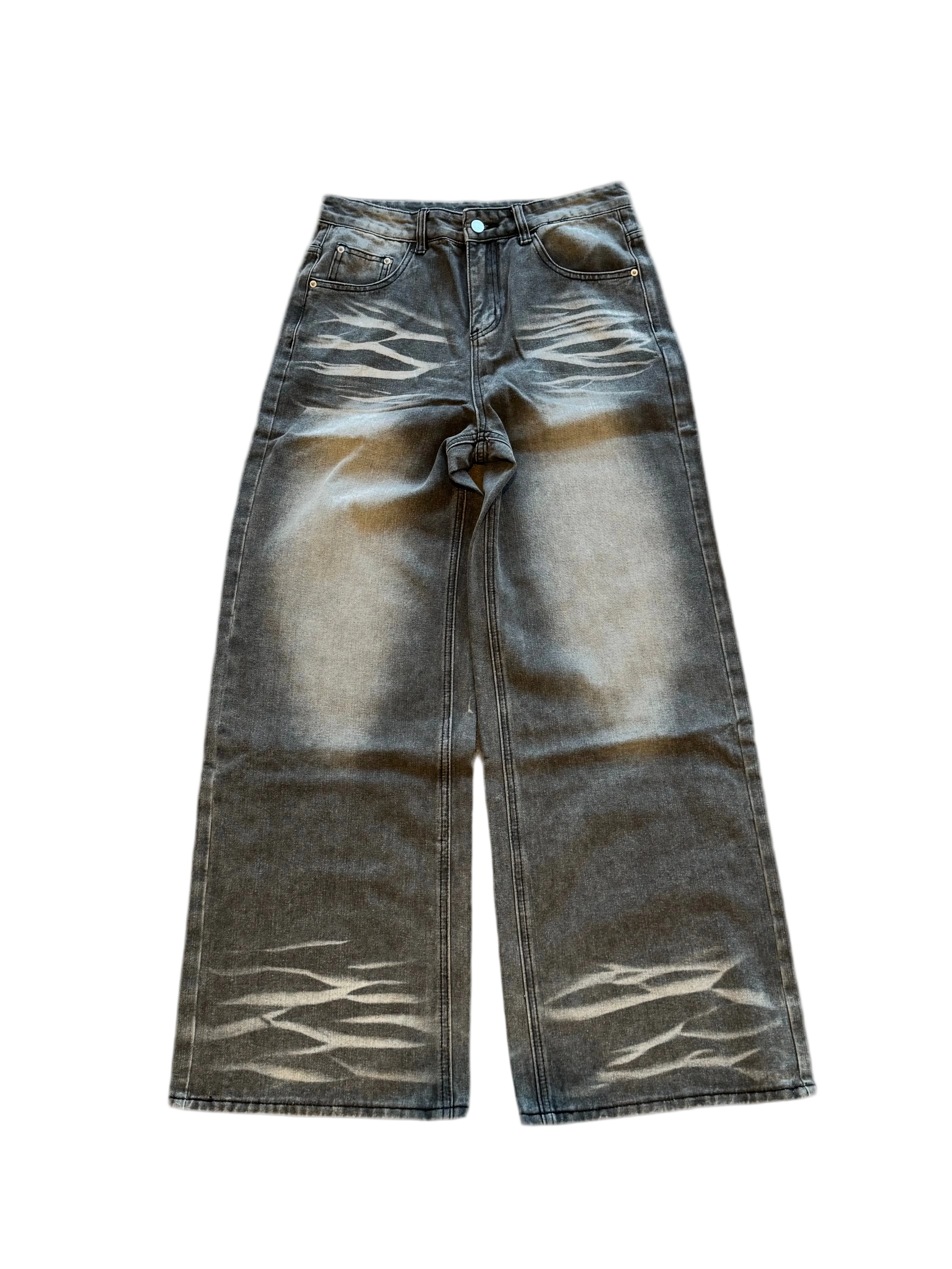 Washed grey denim jeans
