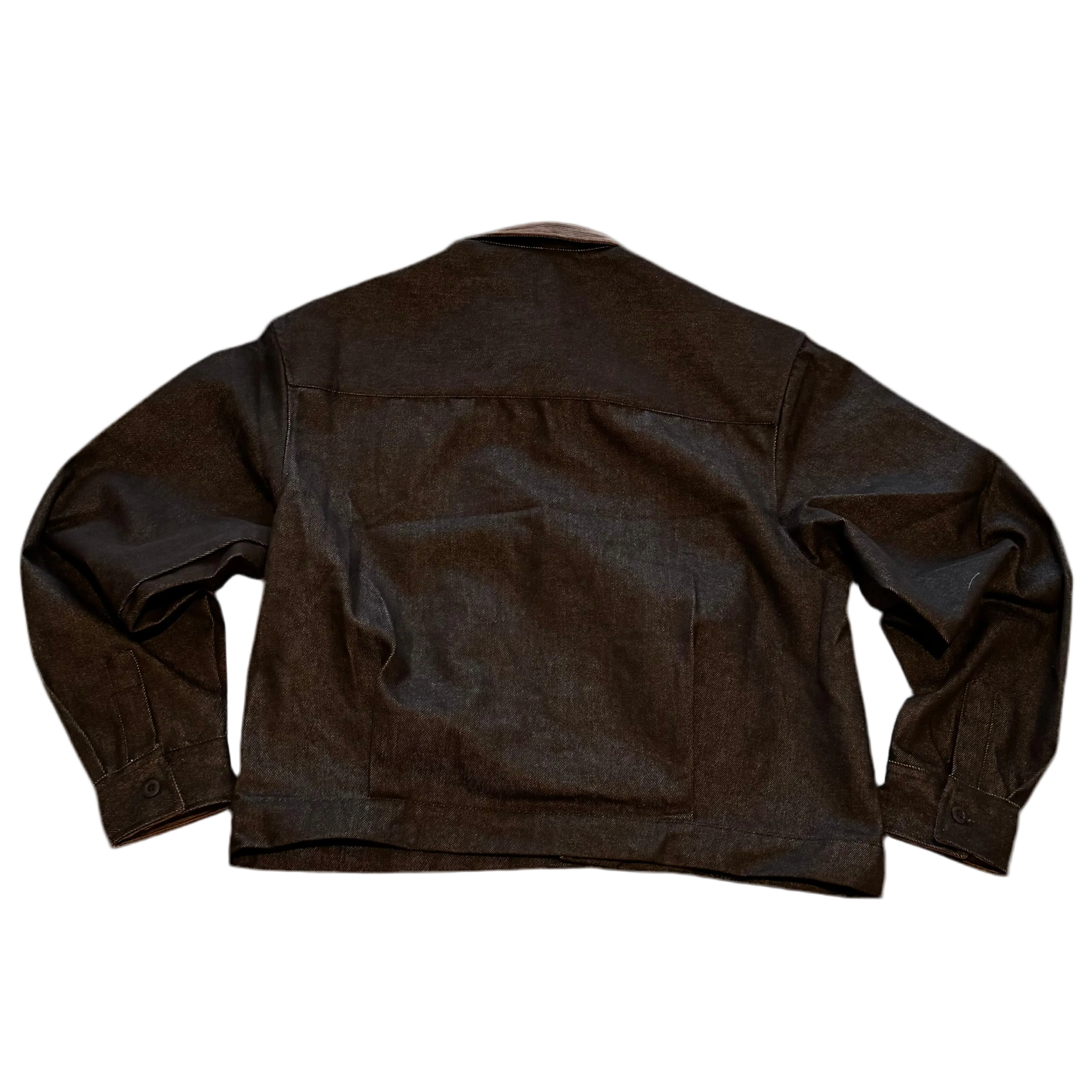 Pleated cropped raw work jacket