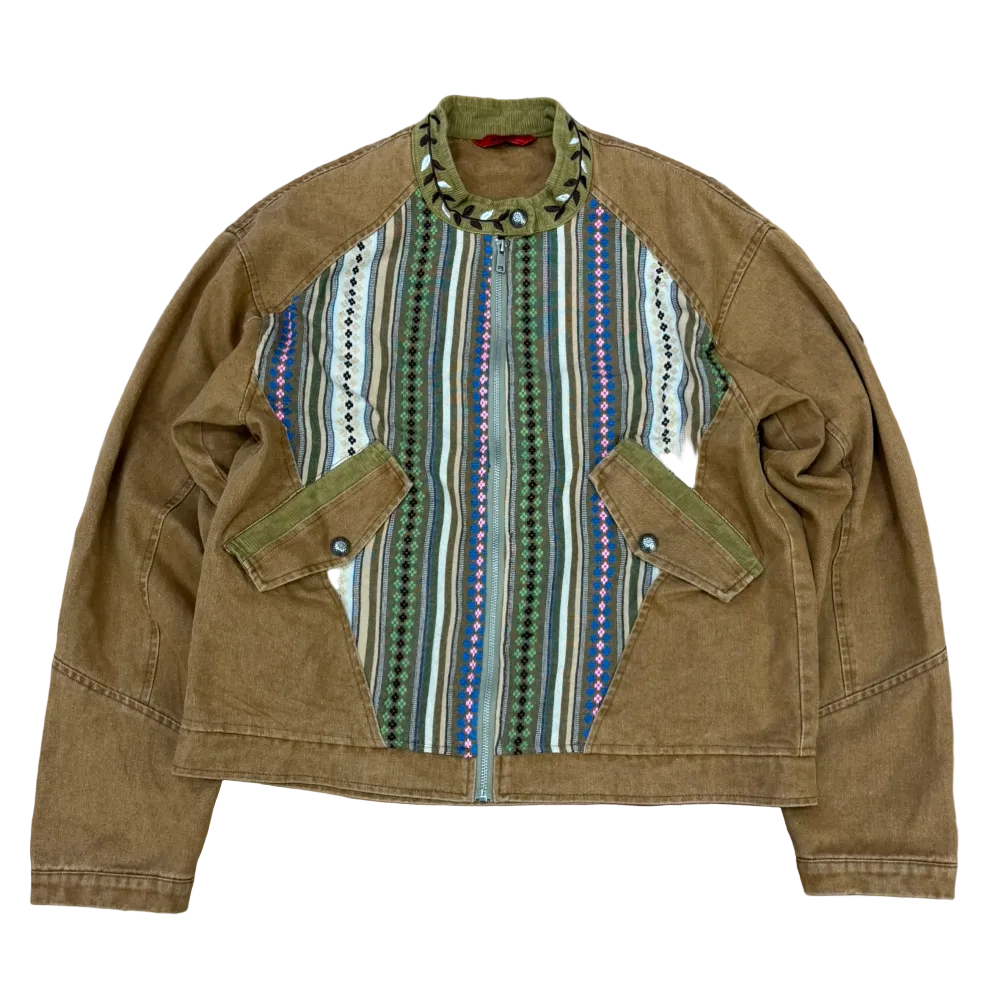 Brown Embroidered Canvas Jacket