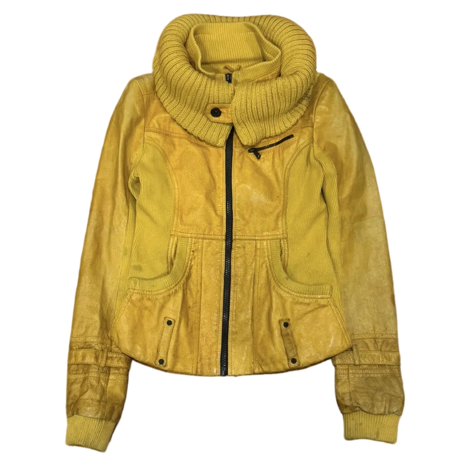 Vintage Yellow Leather Jacket