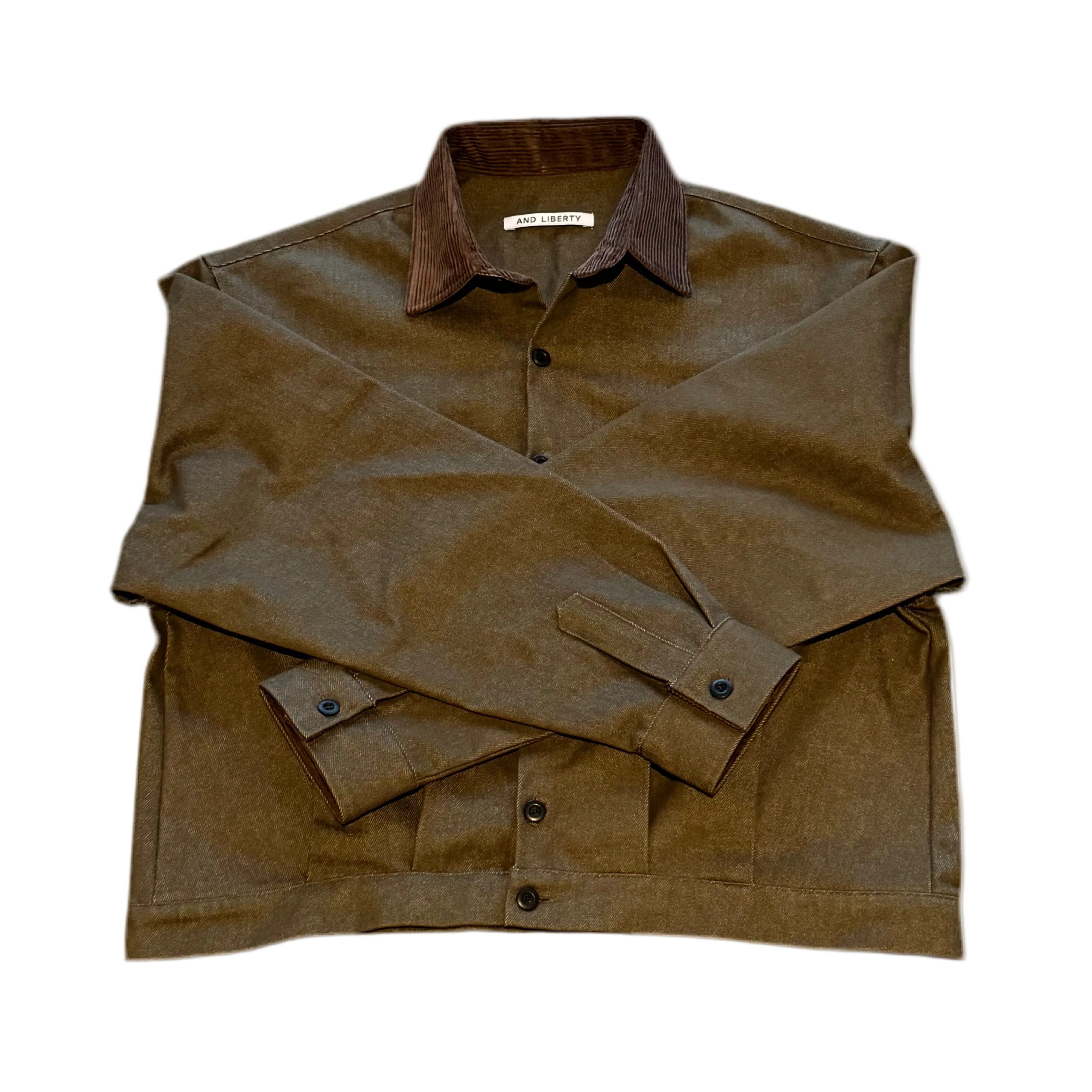 Pleated cropped raw work jacket