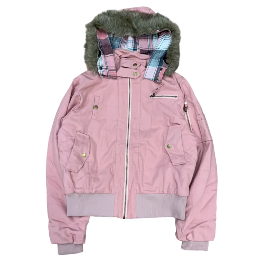 Fur Hood Utility Bomber Jacket