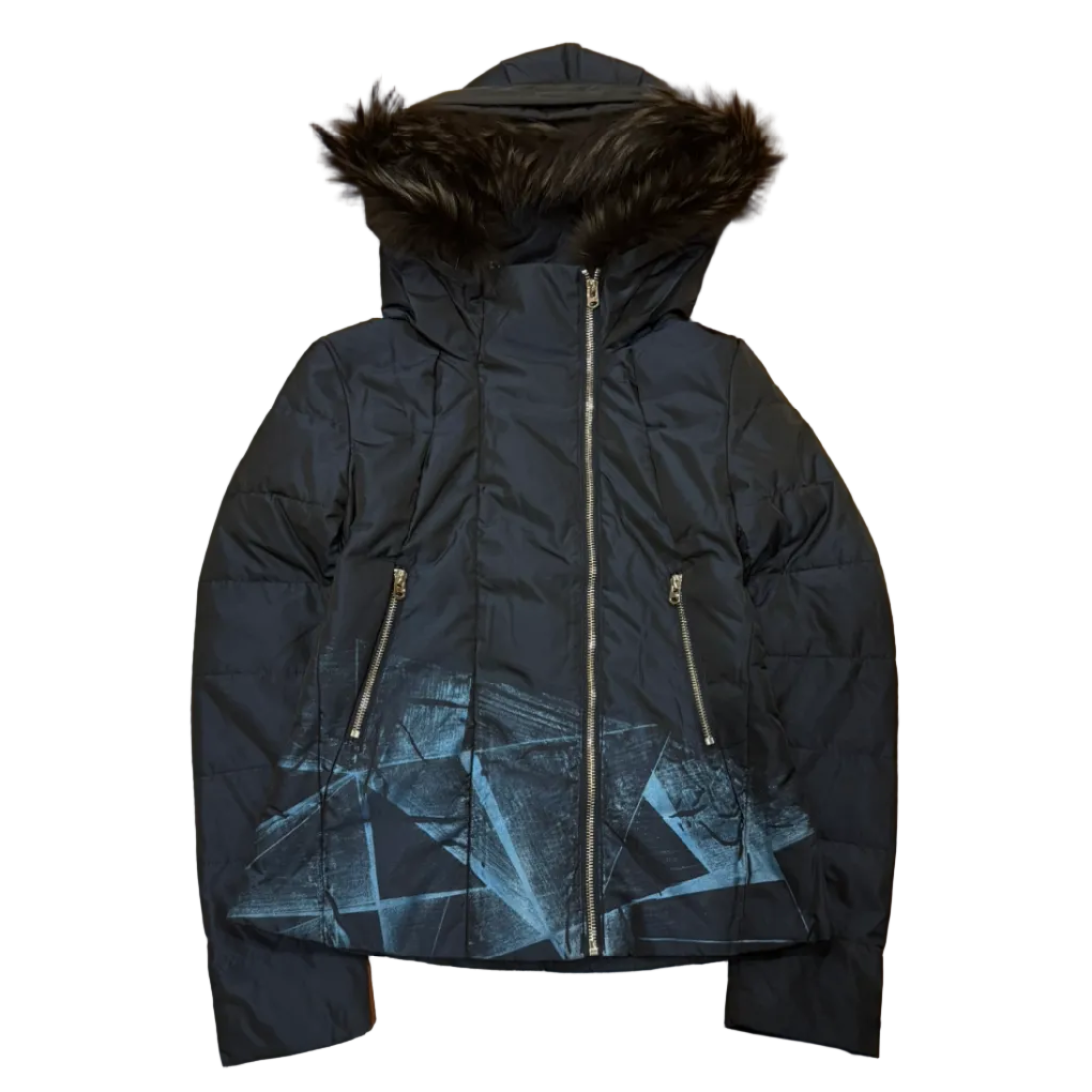 Double Zip Fur Hood Puffer Jacket