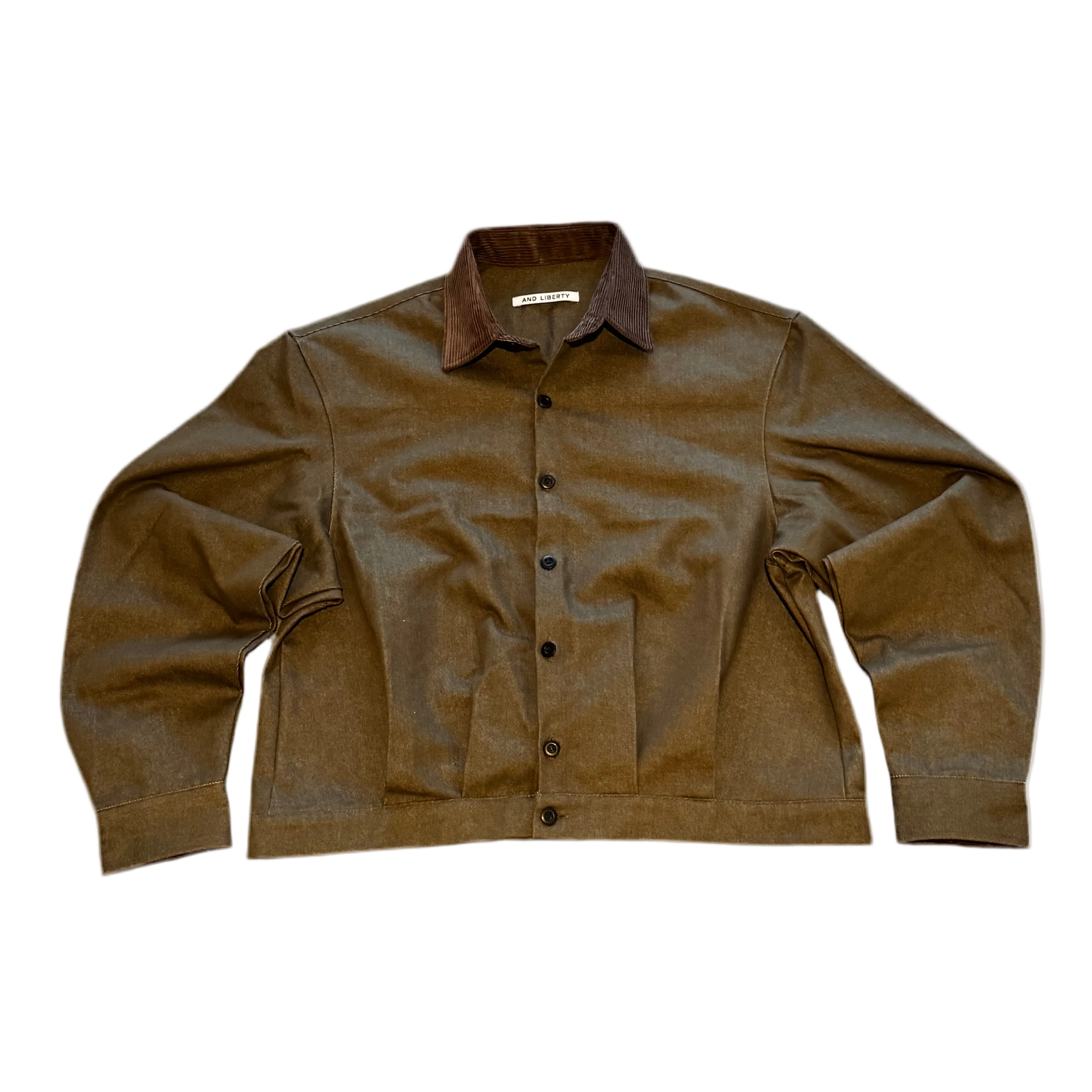 Pleated cropped raw work jacket
