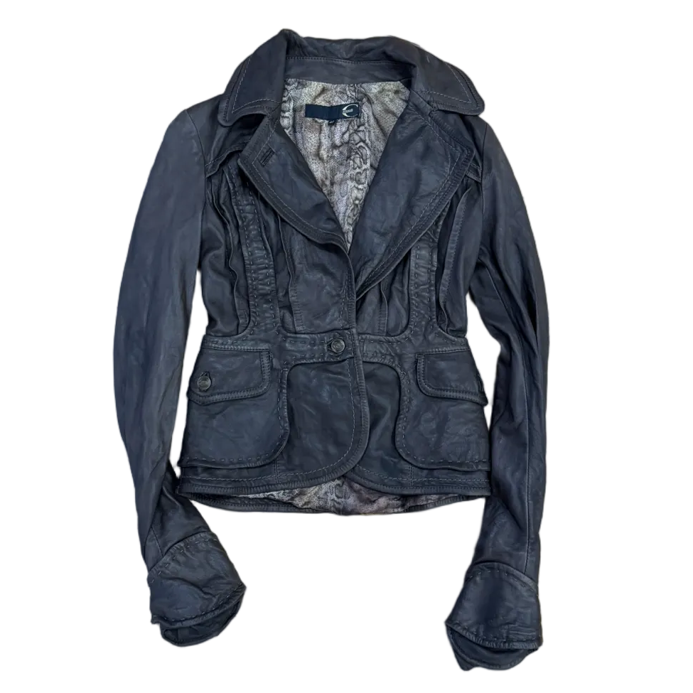 2000s Just Cavalli Brown Sheep Leather Jacket