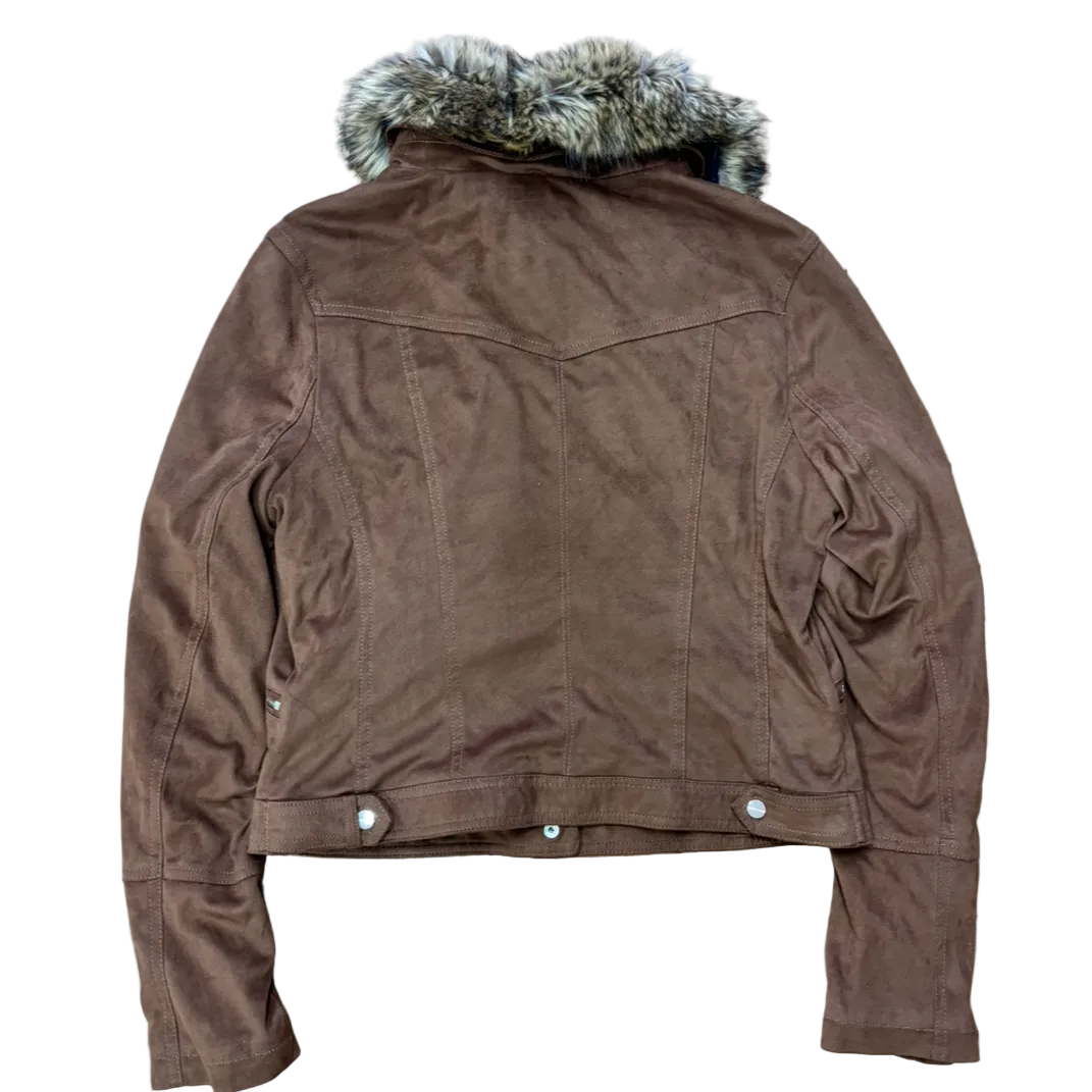 Fur Trim Suede Jacket