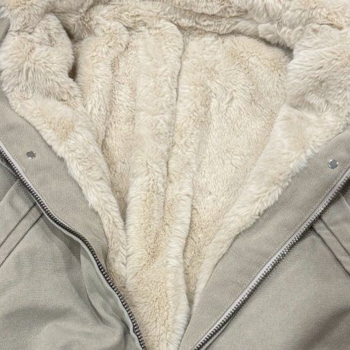 Fur Hood Fleece Lined Zip Up Jacket