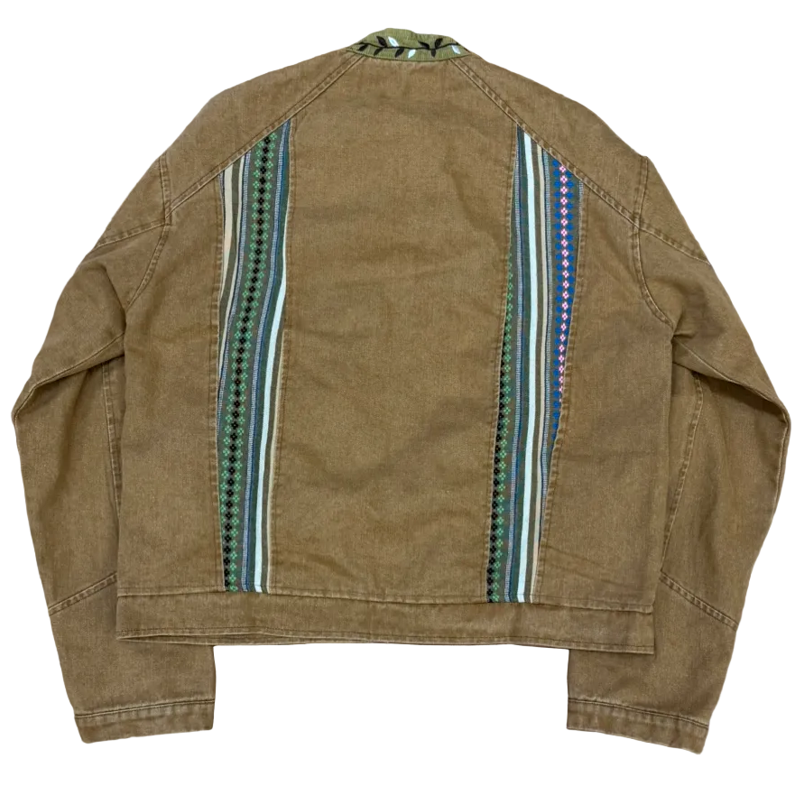 Brown Embroidered Canvas Jacket