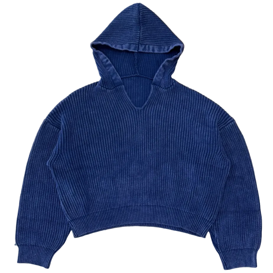Knitted V Neck Hoodie