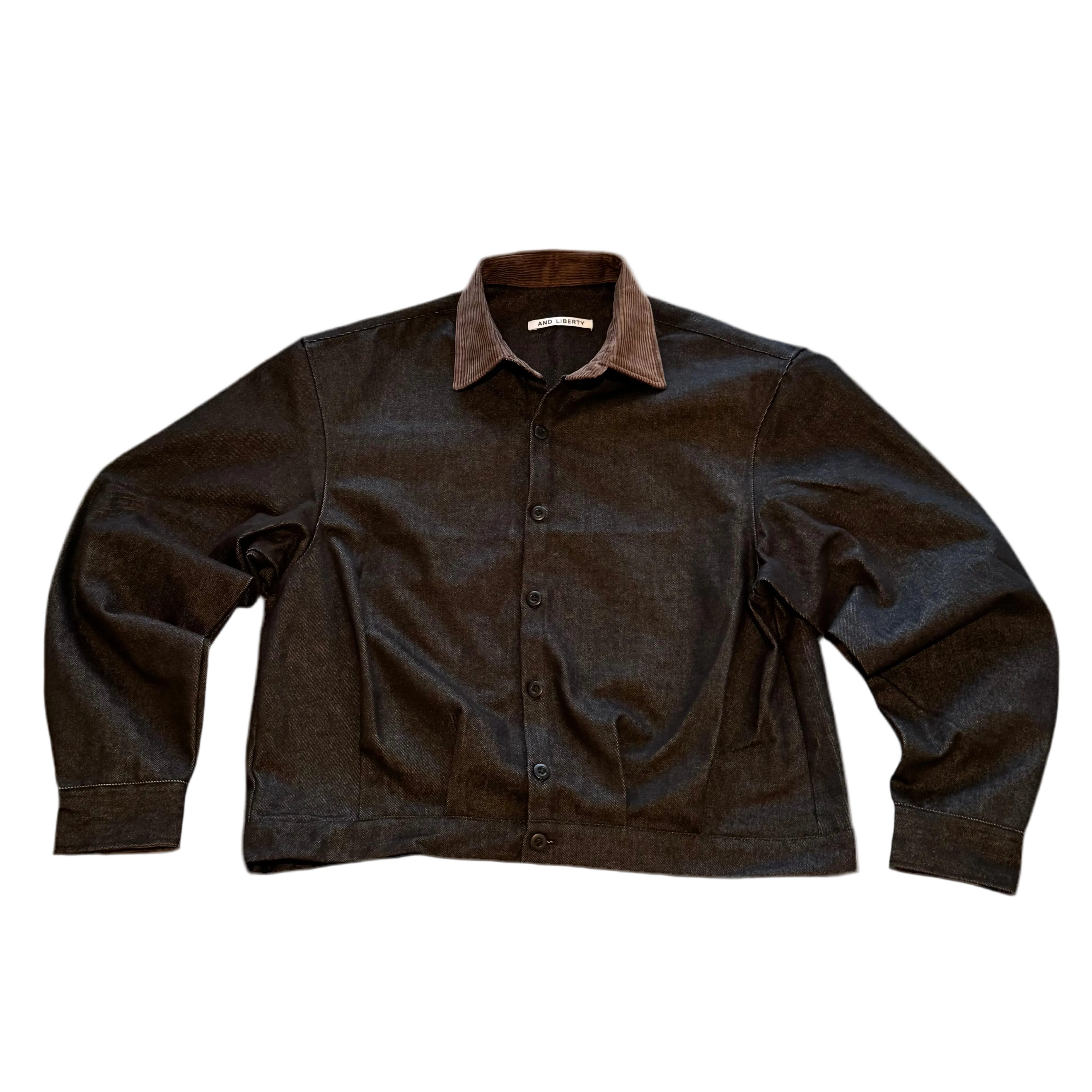 Pleated cropped raw work jacket