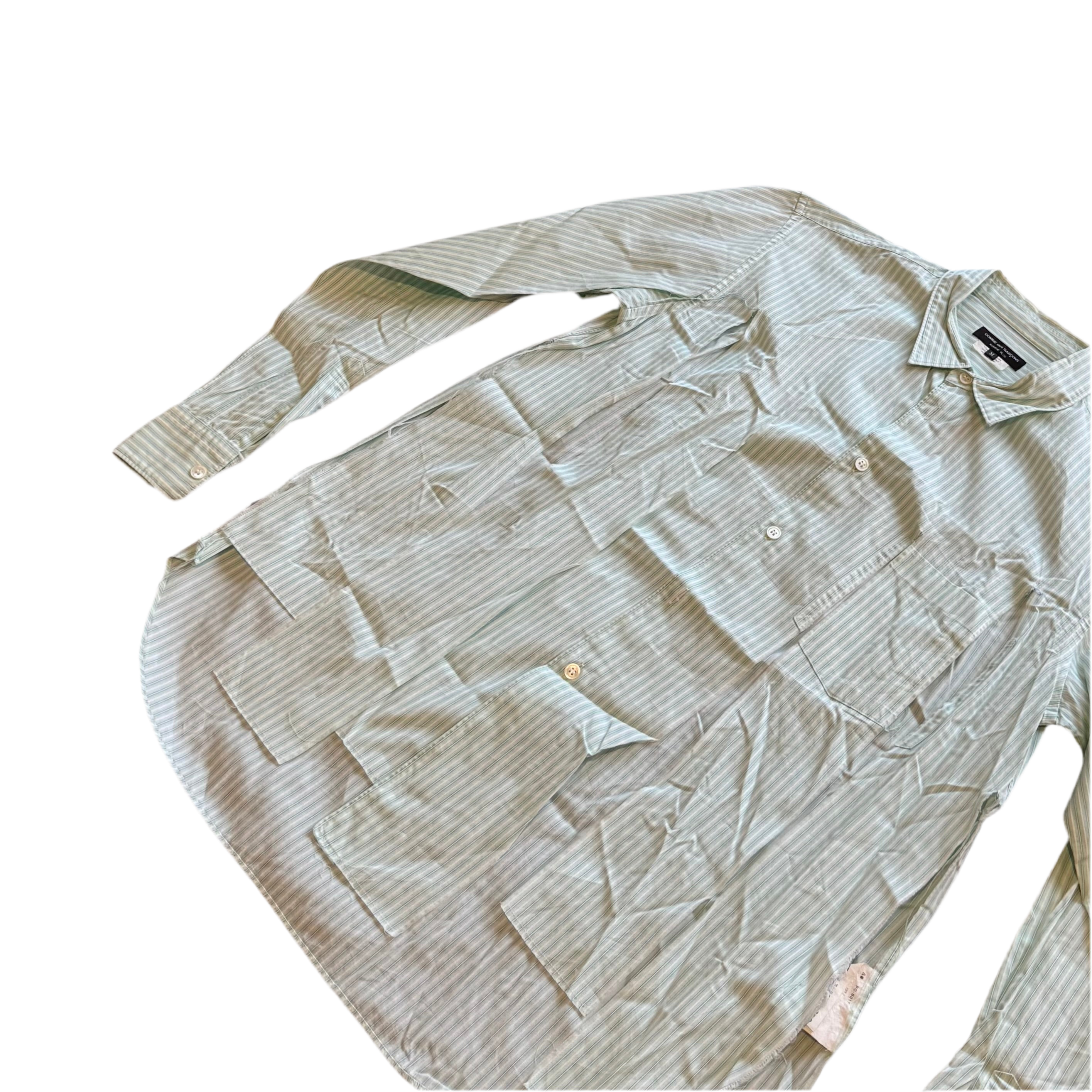 Comme des Garcon Homme Plus distressed stripe shirt