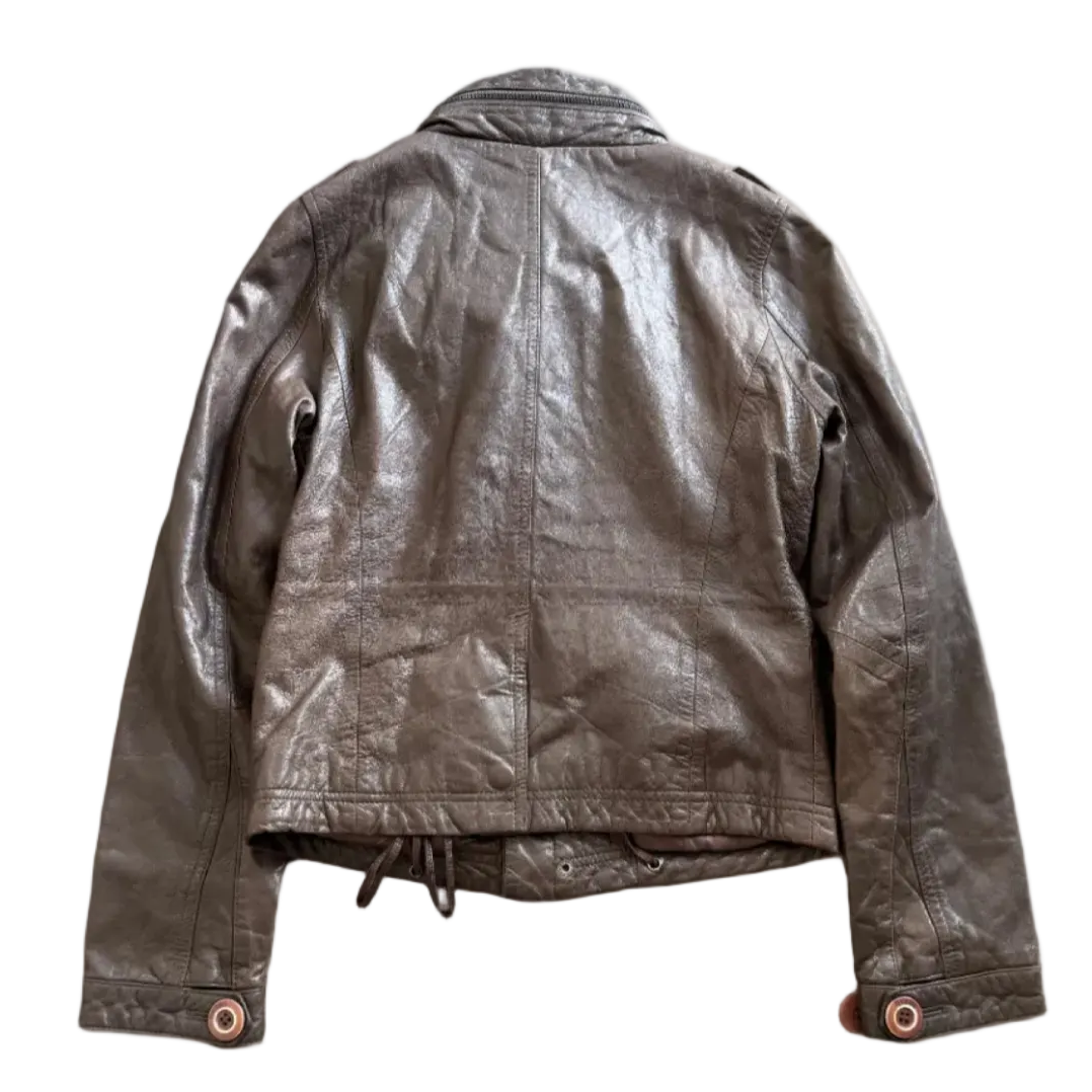Brown Leather Utility Jacket