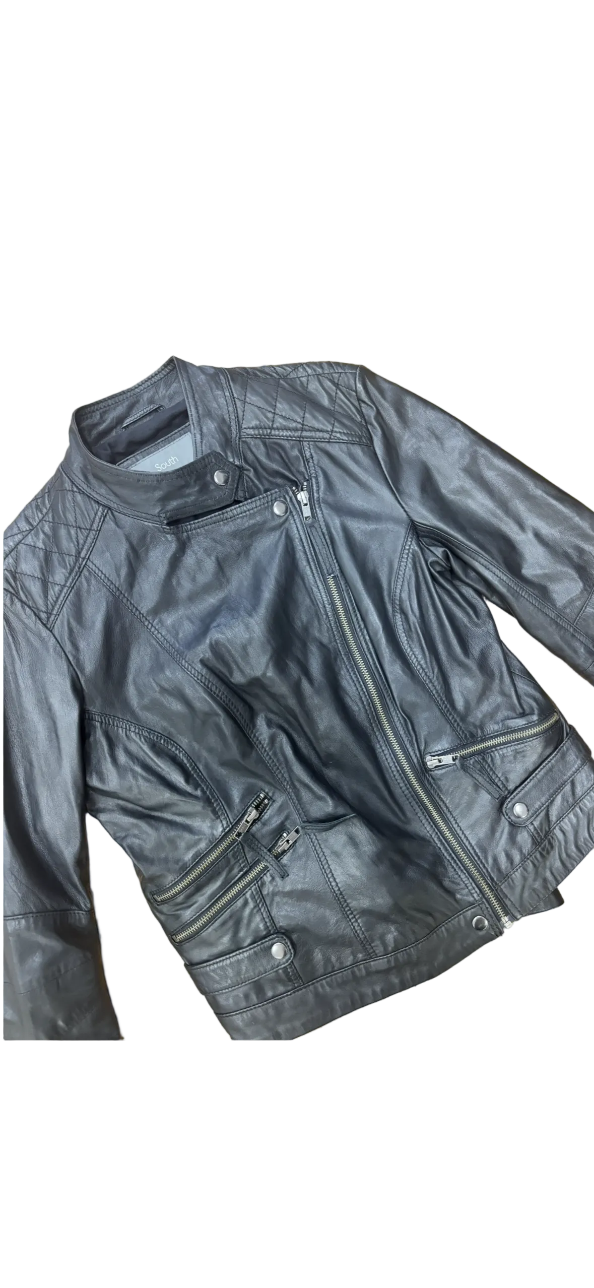 Asymmetrical Zip Leather Biker Jacket